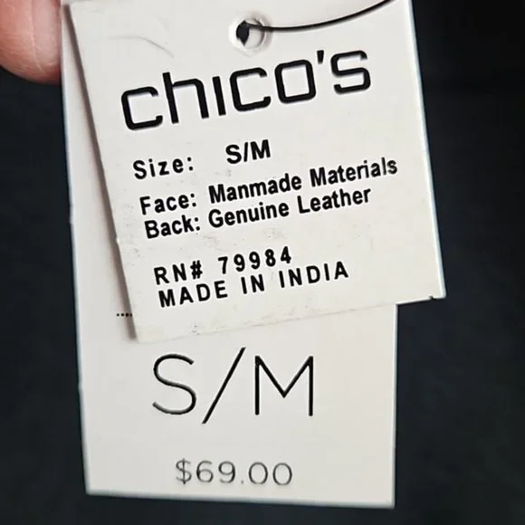 Chico's | NWT Women's Multi Avery Beaded Gold Chain Leather Belt Sz S/M - Picture 11 of 13